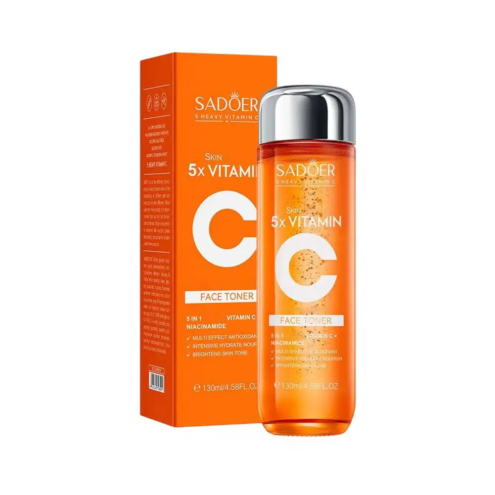SADOER 5x Vitamin C Skincare Set - Brightening Face Serum, Toner & Moisturizing Cream, Hydrating Korean Beauty Essentials
