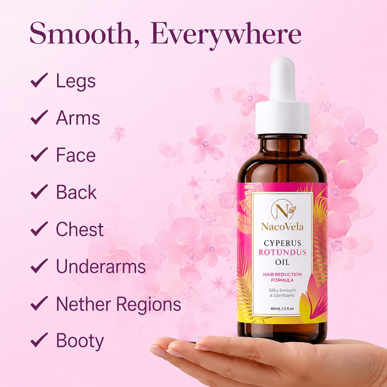 NacoVela™ Cyperus Rotundus Hair Reduction Oil — Post-Shave Smoothing Treatment