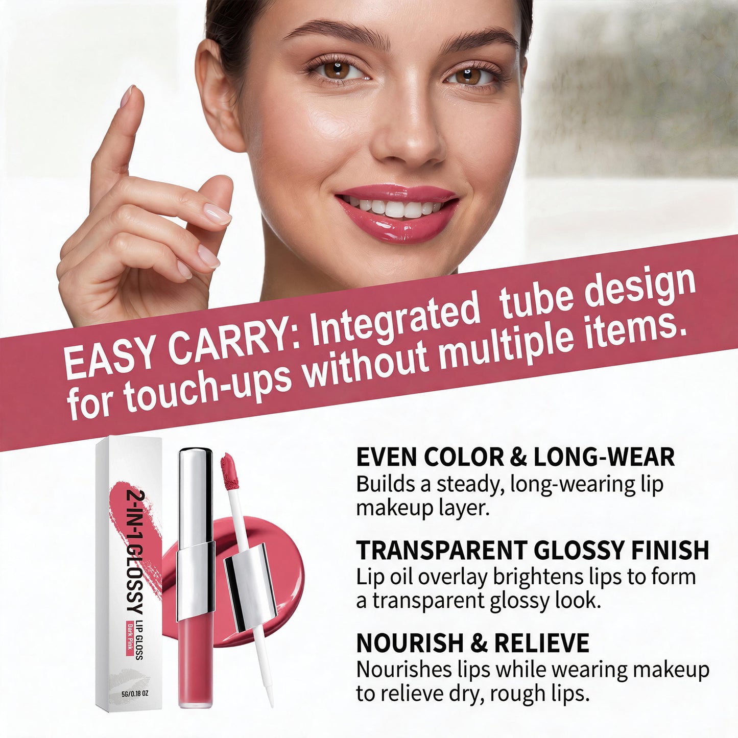 2-in-1 Long-Lasting Hydrating Lip Gloss