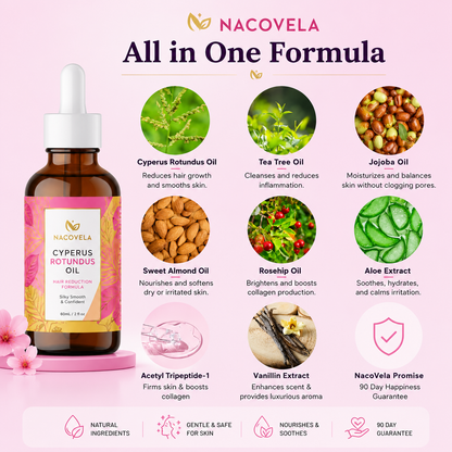 NacoVela™ Cyperus Rotundus Hair Reduction Oil — Post-Shave Smoothing Treatment