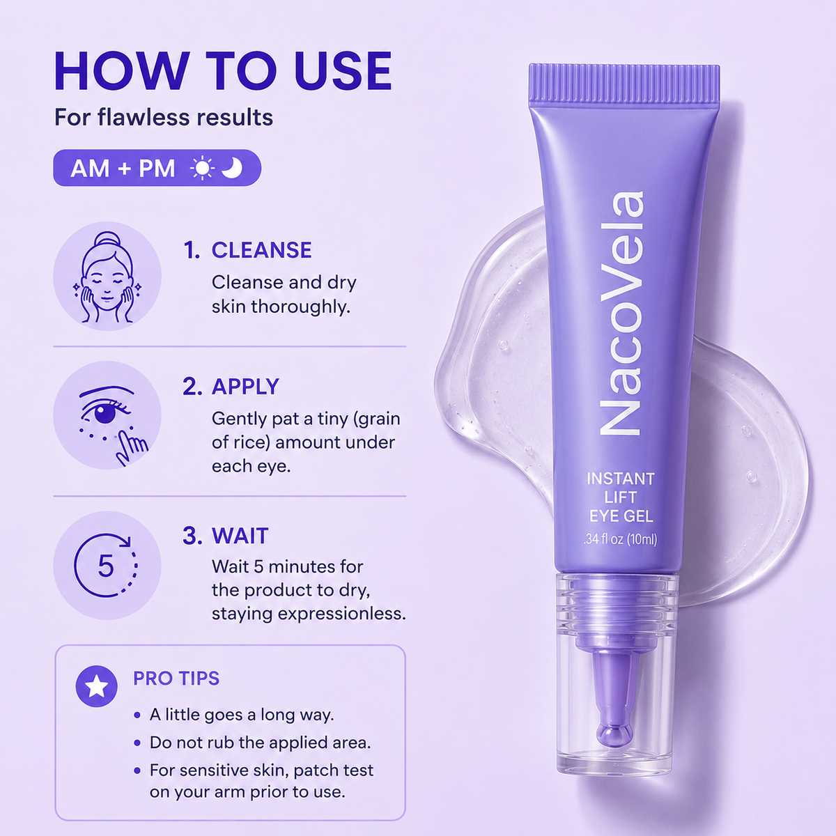 NacoVela InstaLift Eye Gel – 5 Minute Under Eye Tightening & Anti-Wrinkle Gel