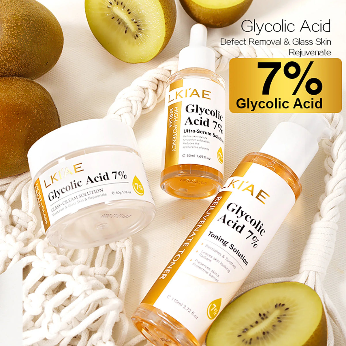 LKIAE Skin Brightener Set, Lightening, Hydration, Clean Stains, Remove Acne, Fine Lines, With Fruit Acid, Centella Asiatica