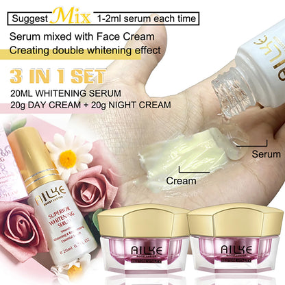 AILKE Lightening Face Care Set For All Skin Types, Whitening, Reduce Freckles, Melanin, Black Spots, Wrinkles, Even Skin Tone
