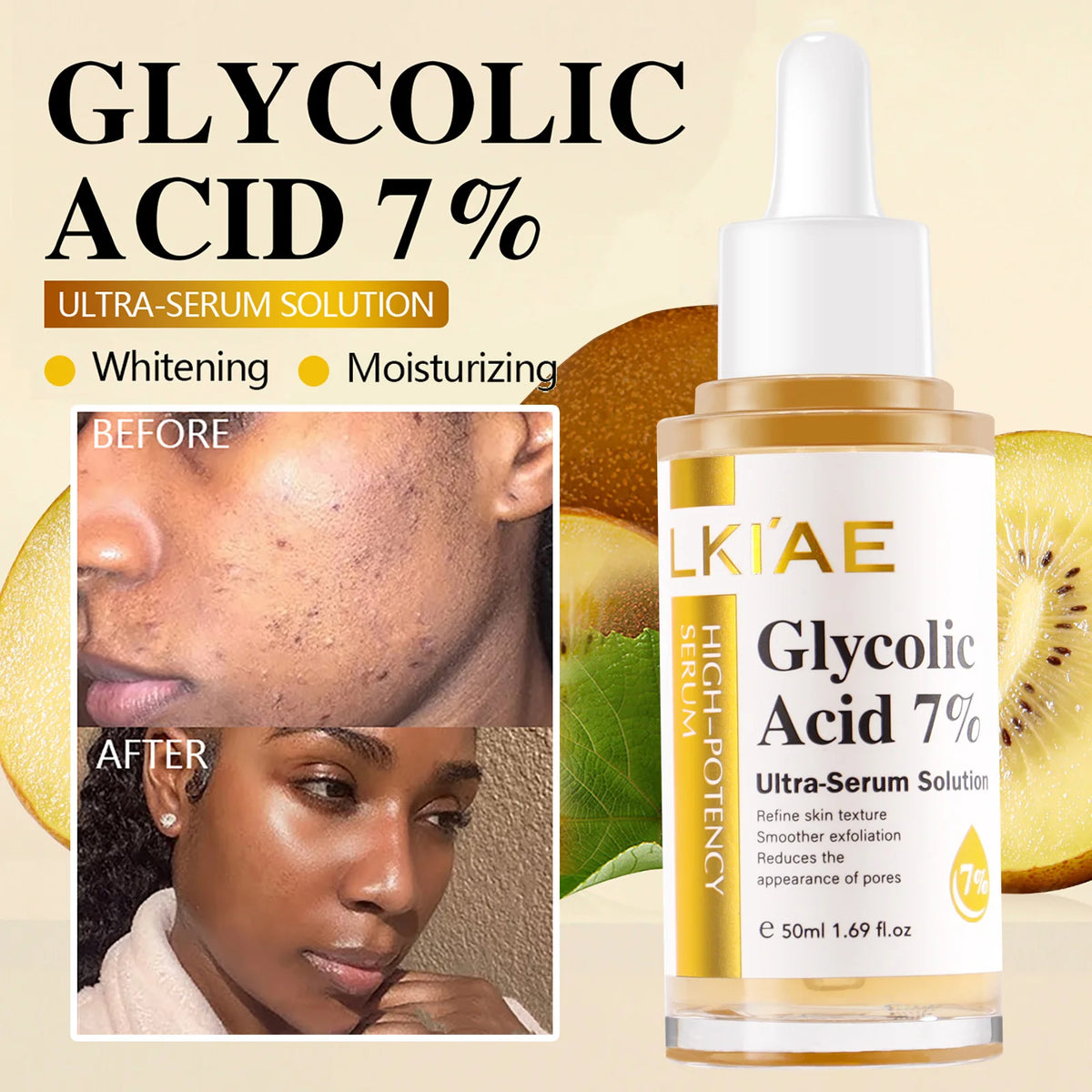 LKIAE Skin Brightener Set, Lightening, Hydration, Clean Stains, Remove Acne, Fine Lines, With Fruit Acid, Centella Asiatica