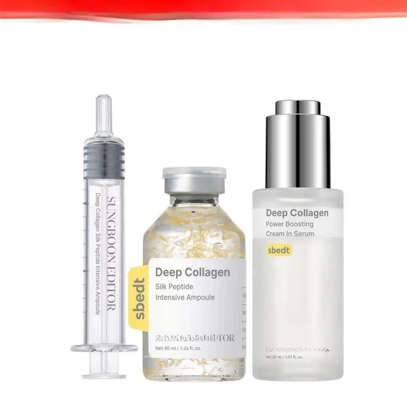 Silk Collagen Peptide Ampoule Serum Korean Care Set Deep Collagen Moisturizer Serum Retinol Power Capsule Cream Women Face Care