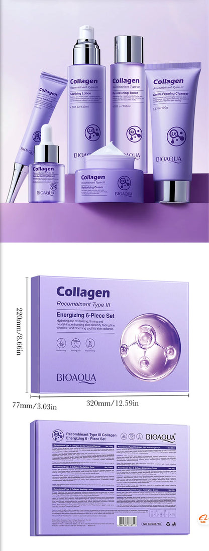 Anti-Wrinkle Skincare Six-Piece Set Collagen Anti-Aging And Firming Skincare Including Eye Cream Face Cream, Toner Lotion Serum