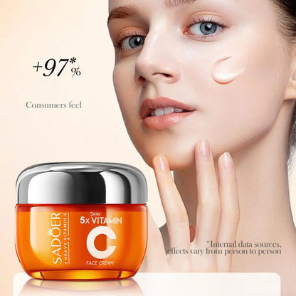 SADOER 5x Vitamin C Skincare Set - Brightening Face Serum, Toner & Moisturizing Cream, Hydrating  Korean Beauty Essentials