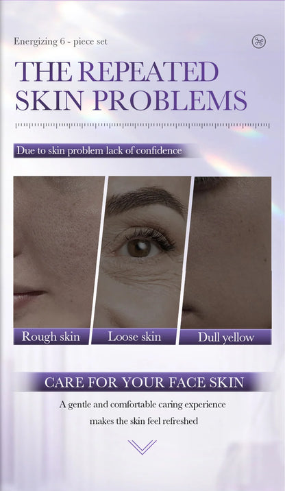 Anti-Wrinkle Skincare Six-Piece Set Collagen Anti-Aging And Firming Skincare Including Eye Cream Face Cream, Toner Lotion Serum
